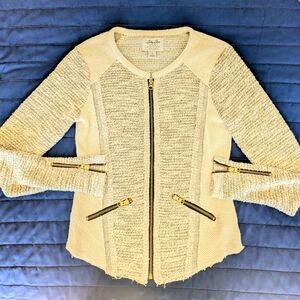 Lucky Brand Lotus Cream and Gray Knit Jacket. Women's S